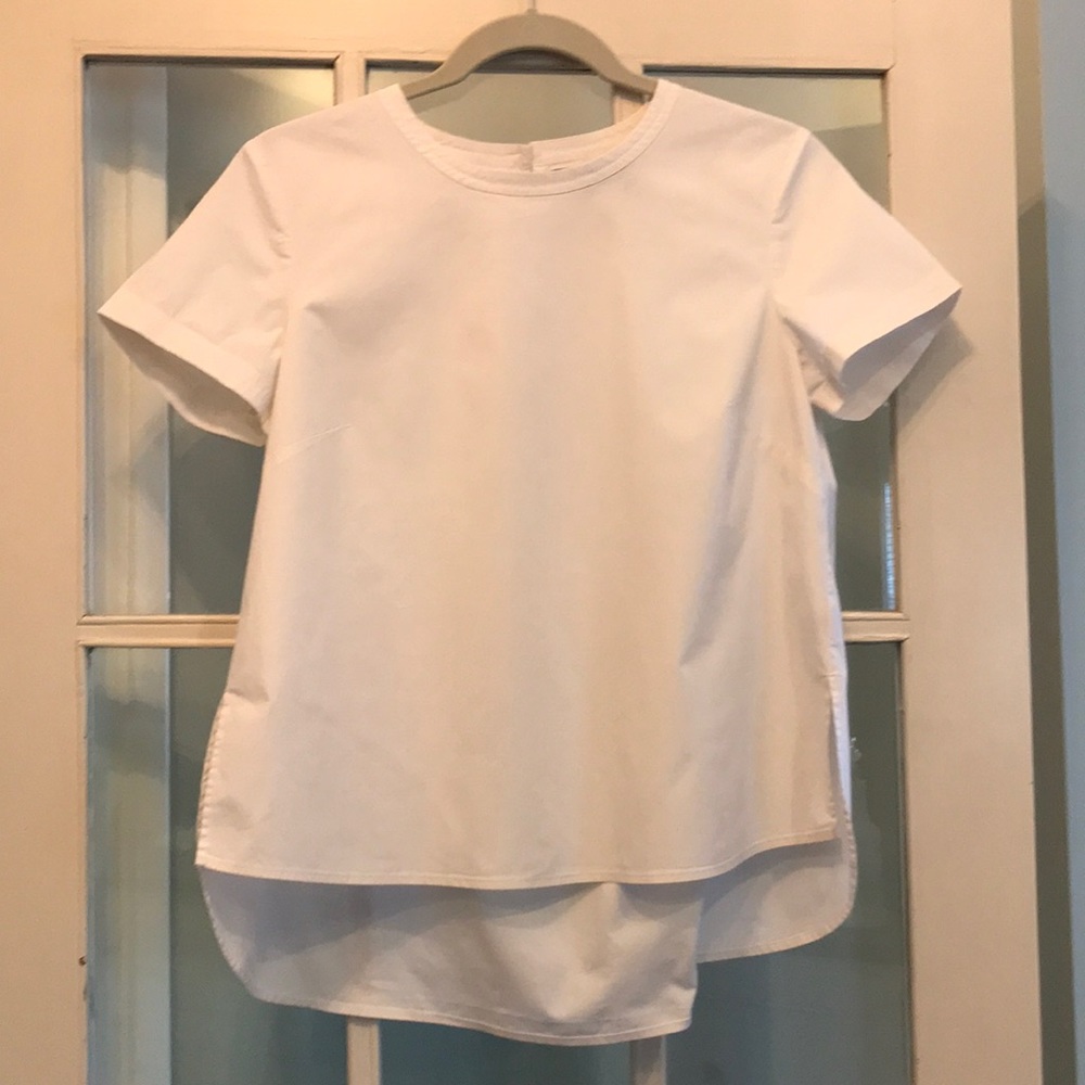 Theory white hi/low blouse, size small
